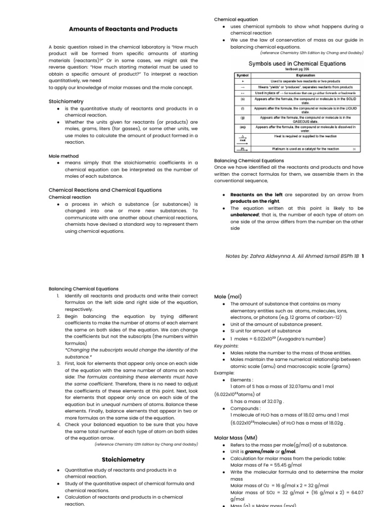 Stoichiometry Notes By Z Pdf Mole Unit Stoichiometry