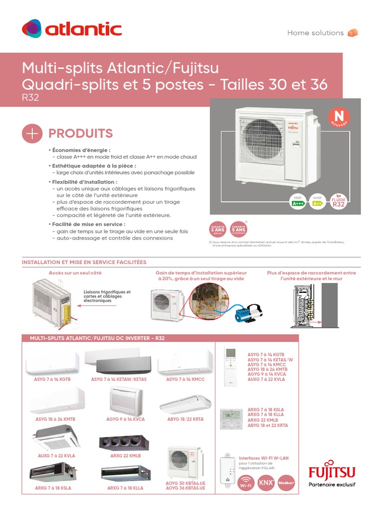 Multi-Splits Atlantic/Fujitsu R32 : Performances et Installation | PDF ...