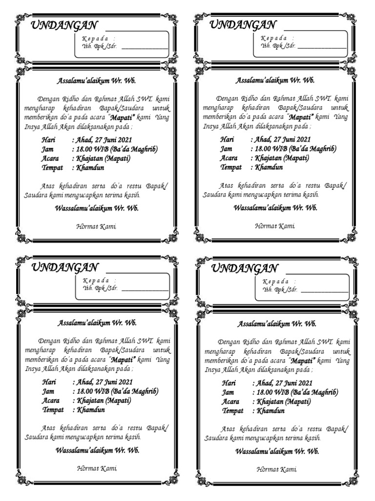 Undangan Mapati | PDF