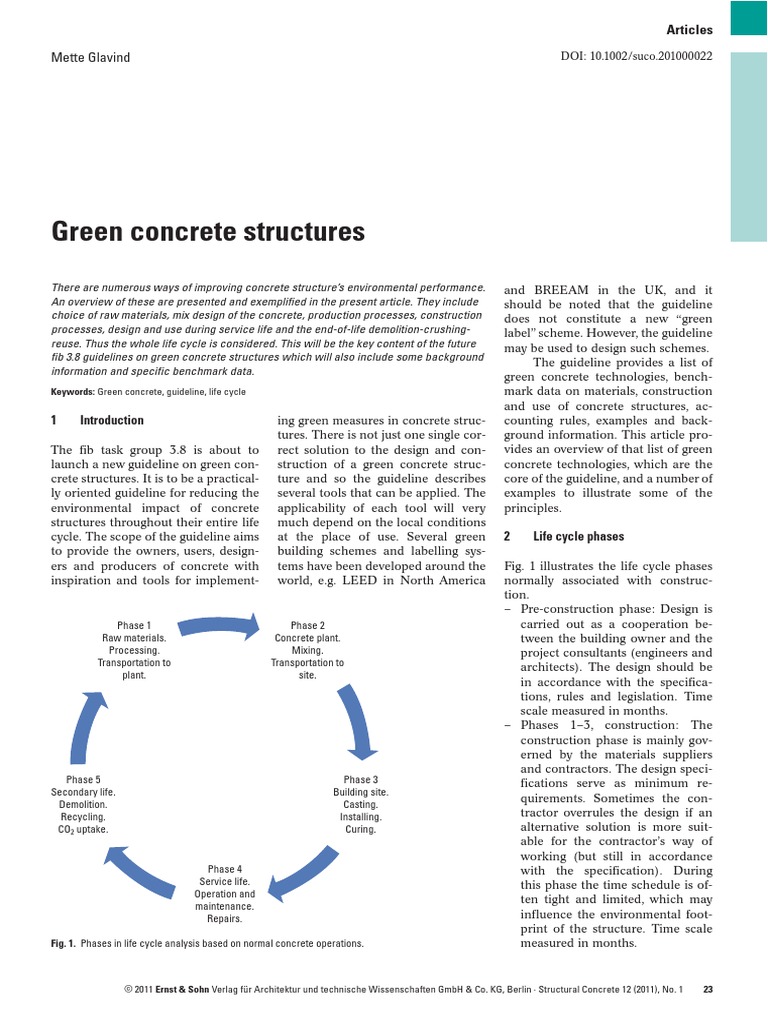Structural Concrete - 2011 - Glavind - Green Concrete Structures | PDF ...