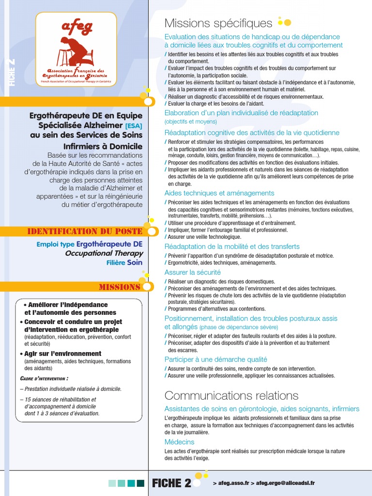 Ergothérapeute Spécialisé Alzheimer | PDF | Maladie d'Alzheimer ...