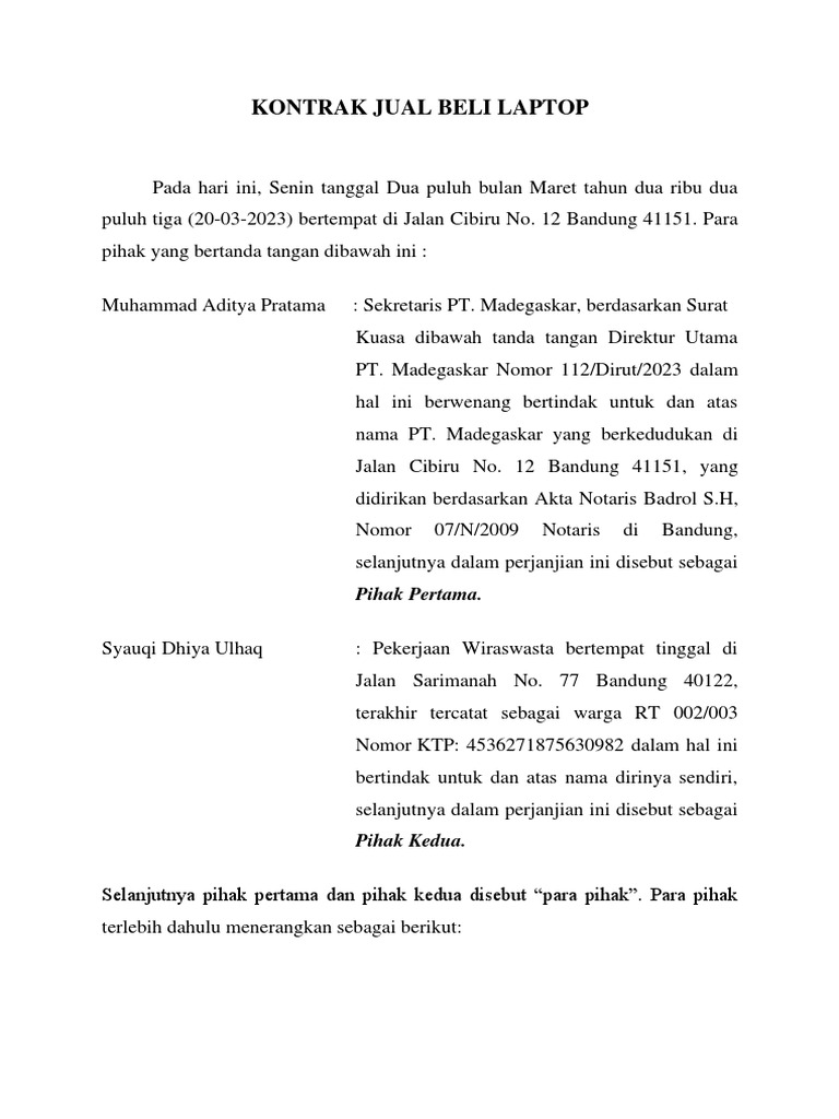 PDF Kontrak Jual Beli Online Konvensional Berdasarkan Hukum Perdata Indonesia
