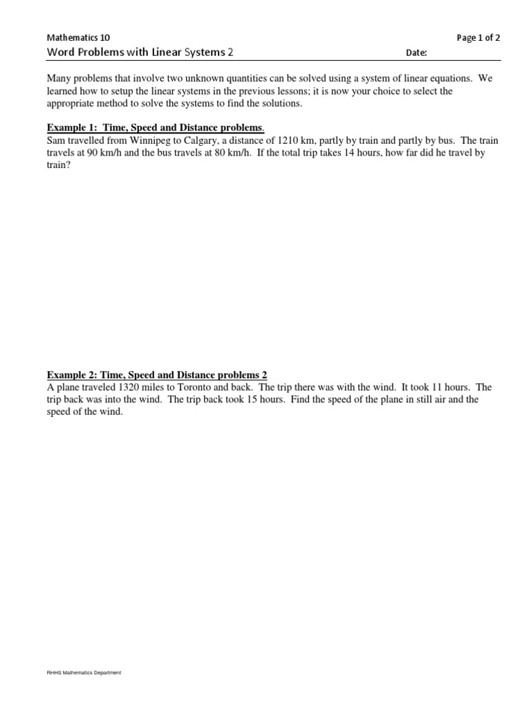 Word Problemlinear | PDF