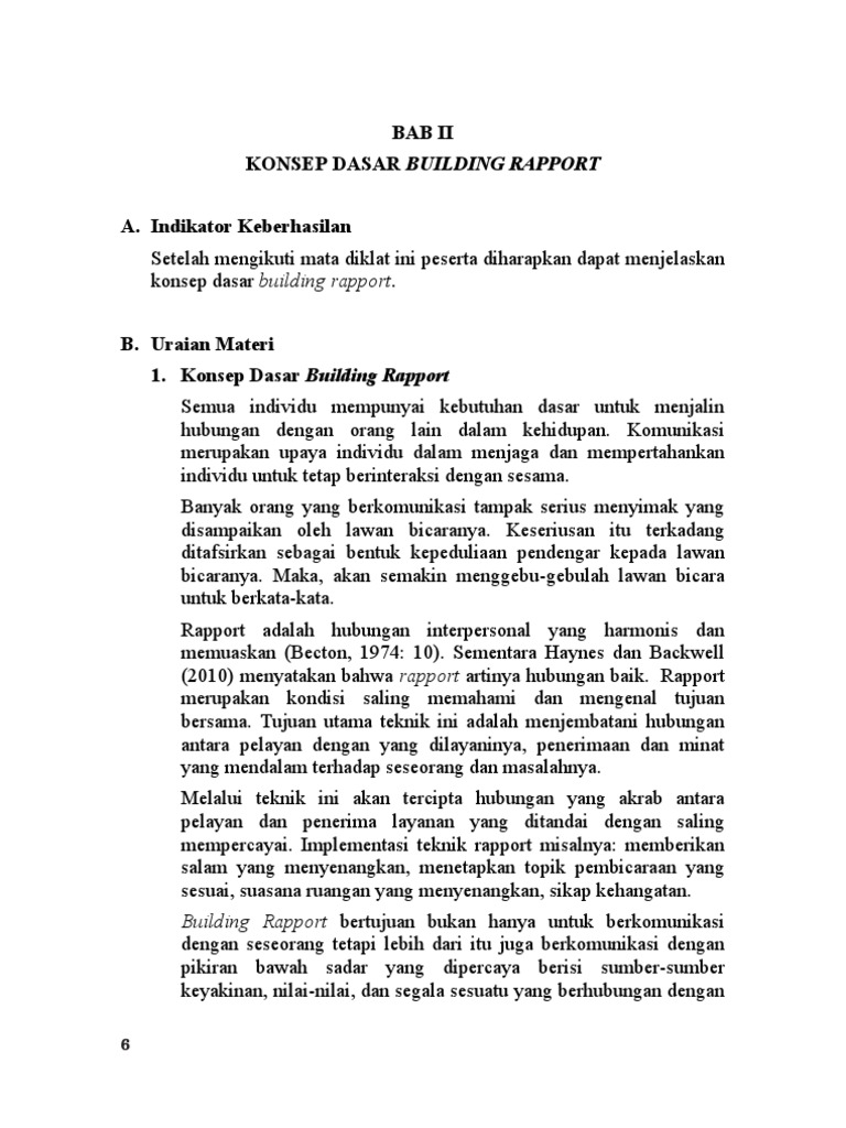 Konsep Dasar Building Rapport | PDF