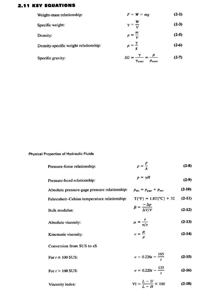 Fluid Power Equations PDF