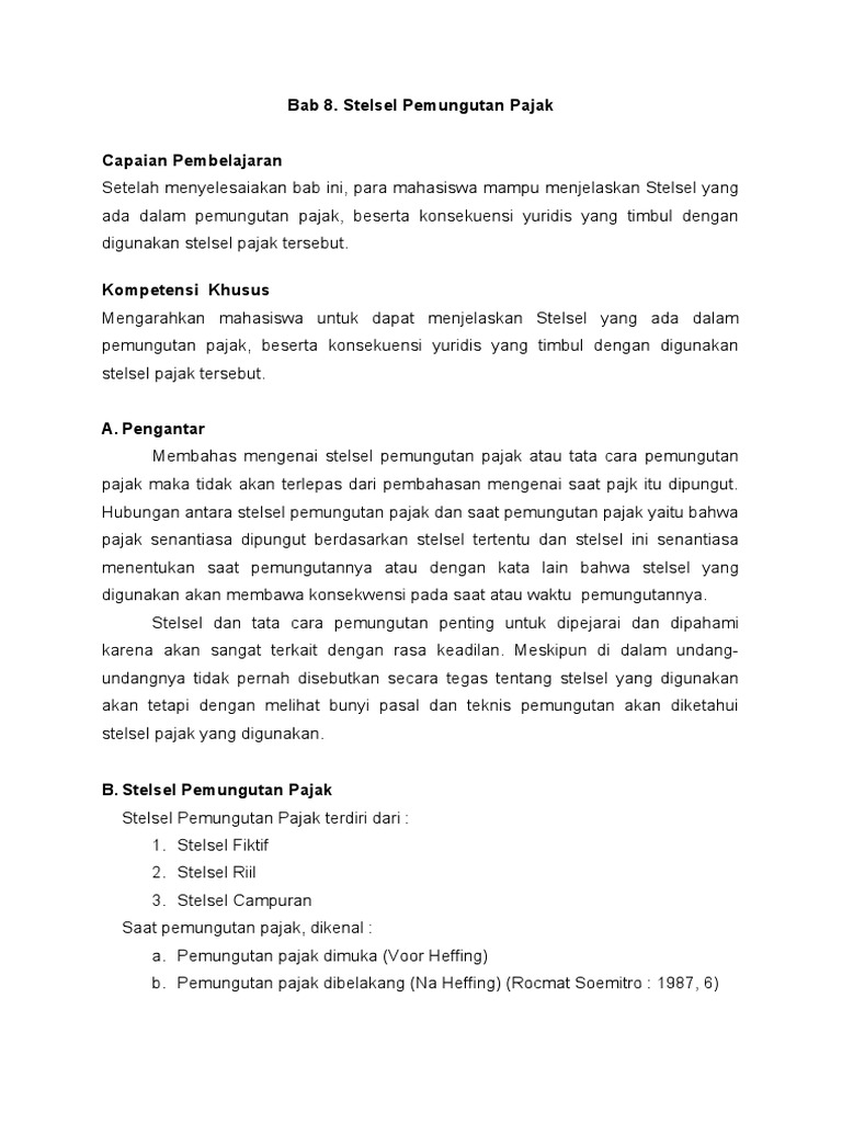 Stelsel Pemungutan Pajak | PDF | Bisnis | Pengelolaan Keuangan & Uang