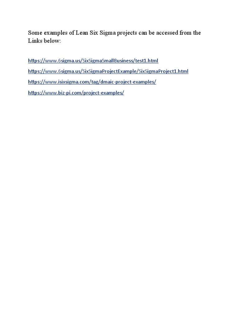 Lean Six Sigma Project Examples | PDF