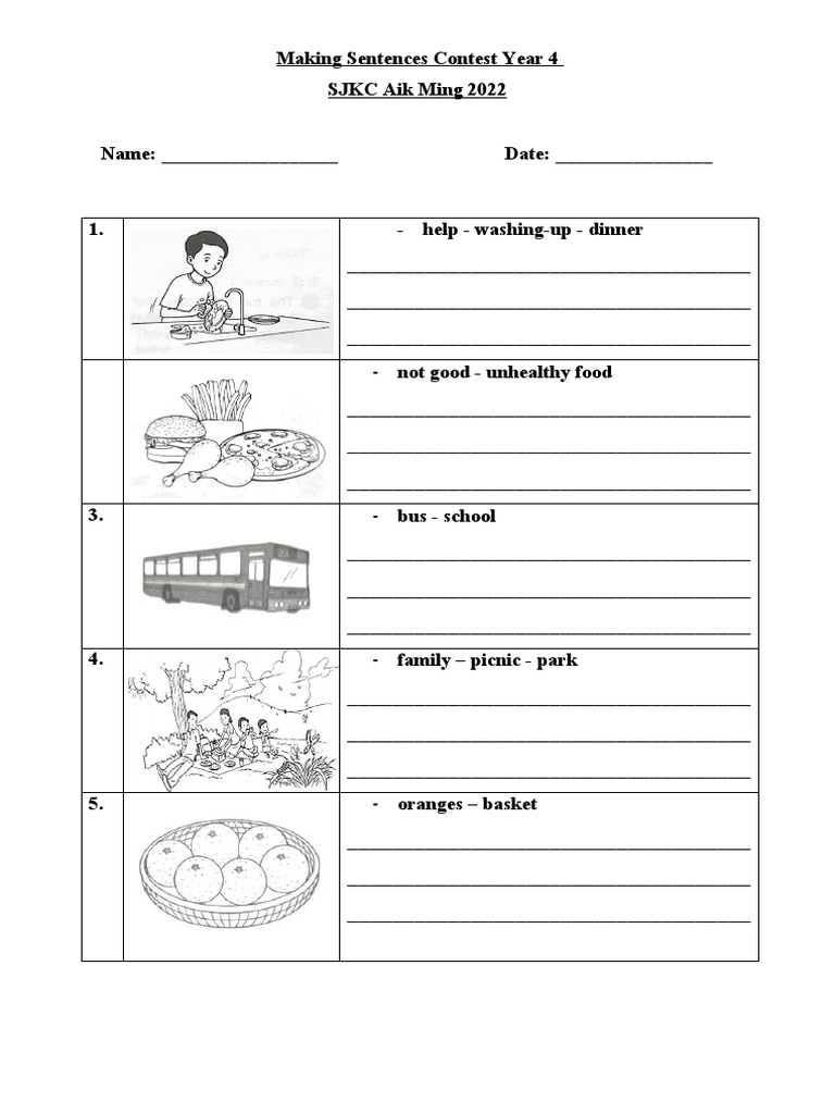 Making Sentences Contest Year 4 | PDF