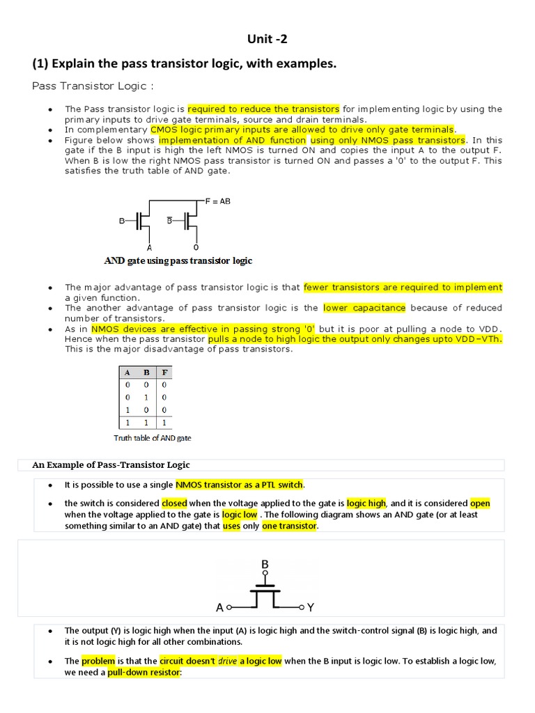 Pass Transistor Logic Explained | PDF | Logic Gate | Mosfet