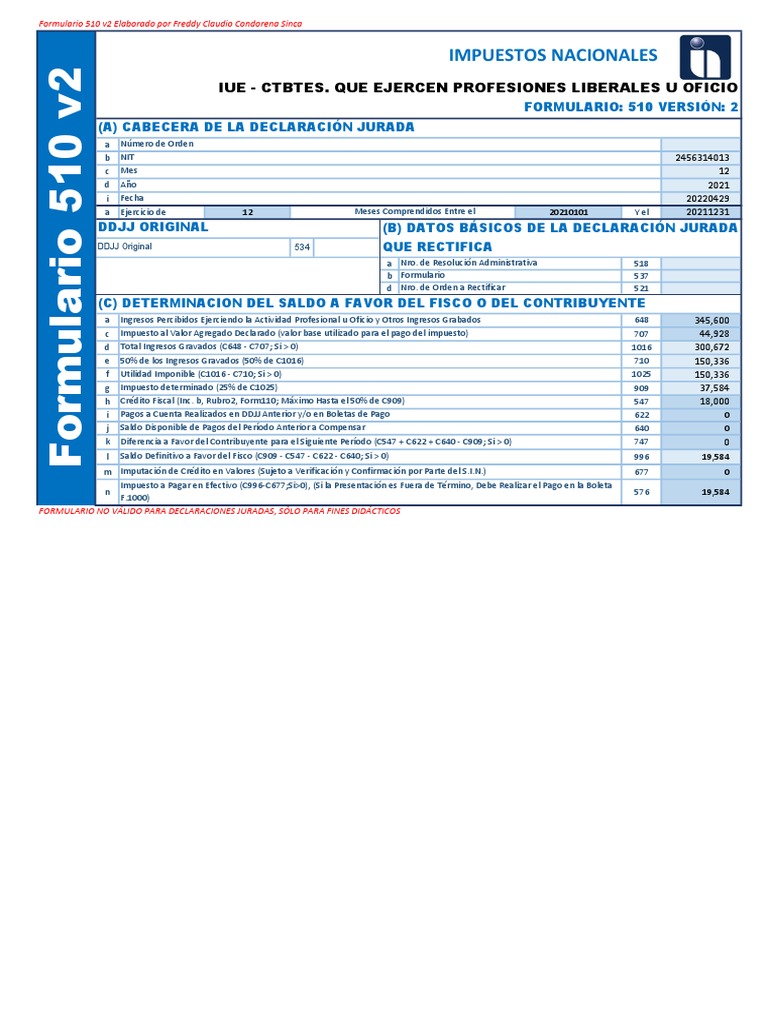 Formulario 510 Impuestos Nacionales | PDF | Impuestos | Gobierno