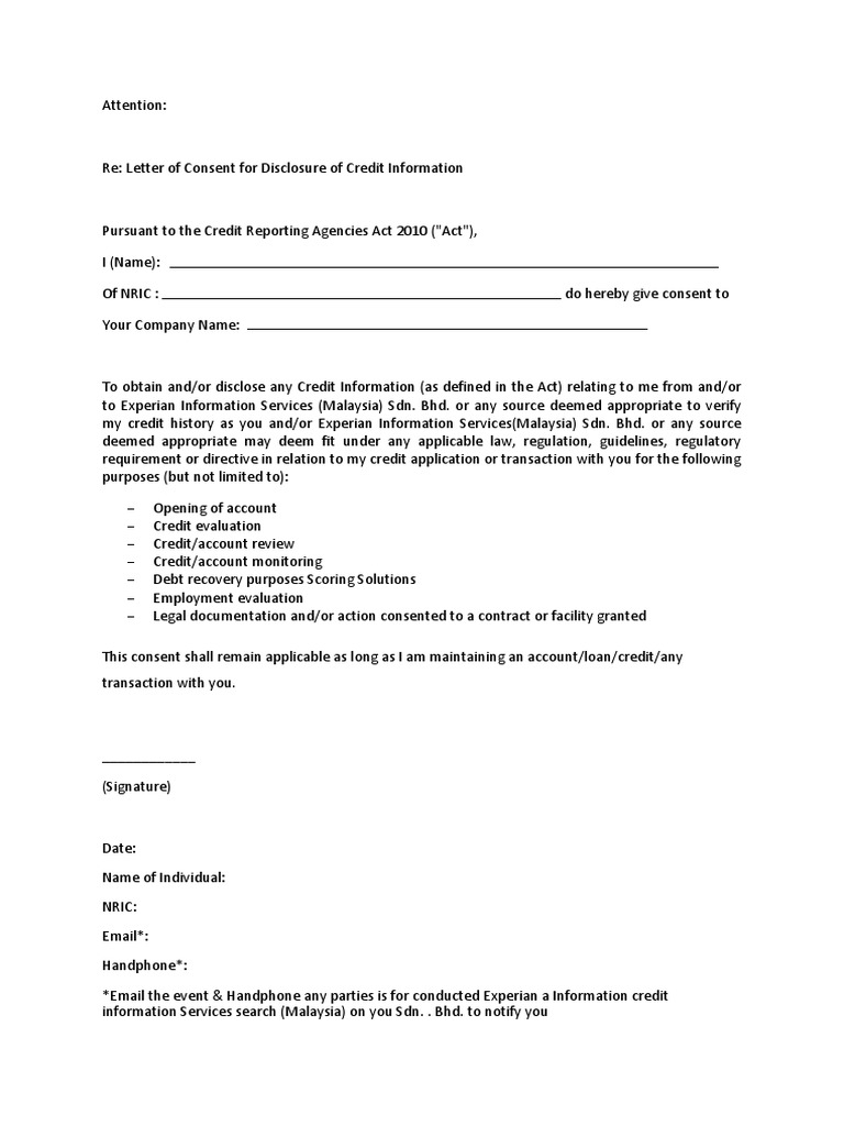 Consent for Credit Information Disclosure | PDF