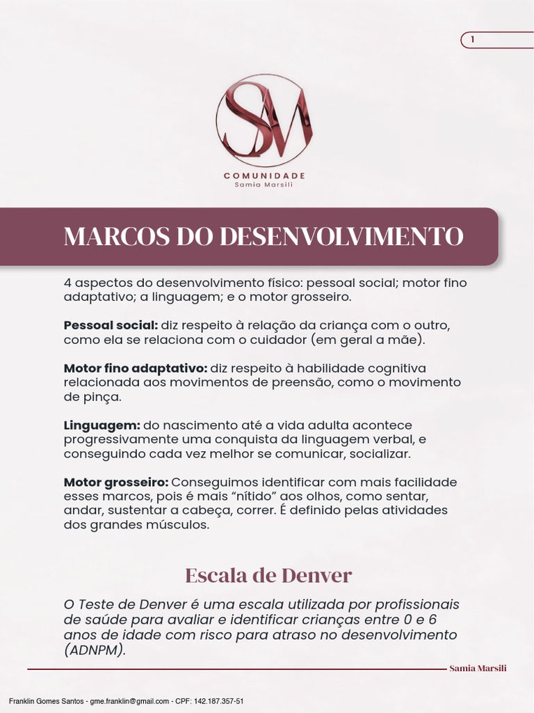Tabela - Marcos Do Desenvolvimento CSM | PDF | Tempo