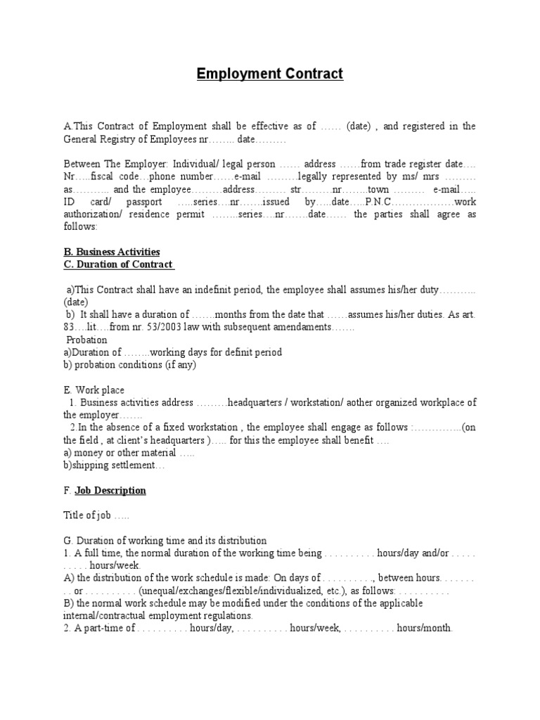 Employment Contract PDF