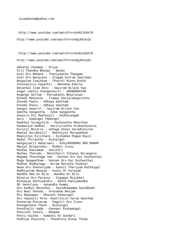 Tamil Movie Songs and Downloads | PDF