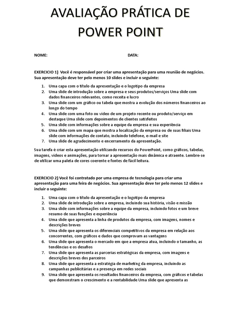 Att Avaliação Powerpoint Praico | PDF | Imagem | Livros