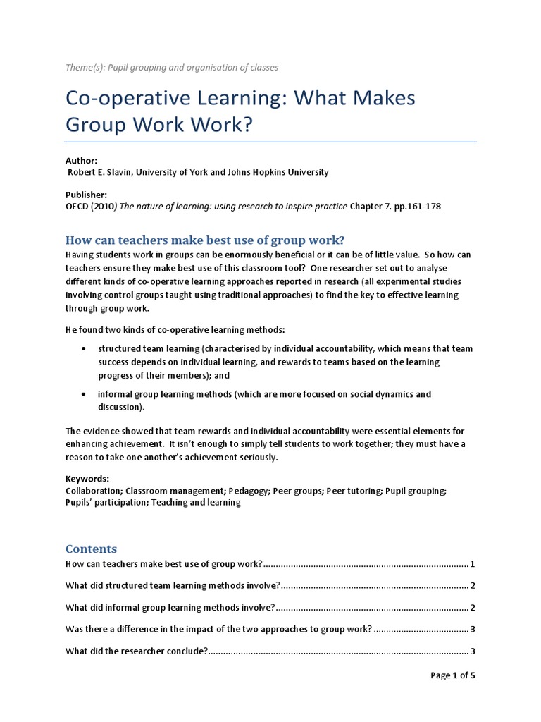 Effective Cooperative Learning Strategies | PDF | Learning | Teachers