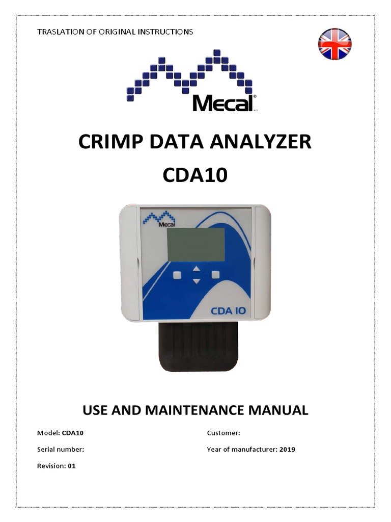 CDA10 Crimp Data Analyzer Manual | PDF | Risk | Safety