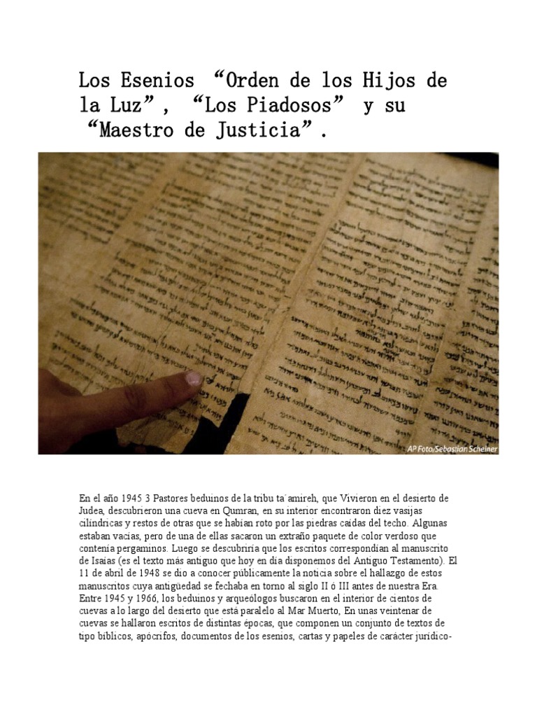 Los Esenios: Hijos de la Luz y su Legado | PDF | Jesús | Biblia