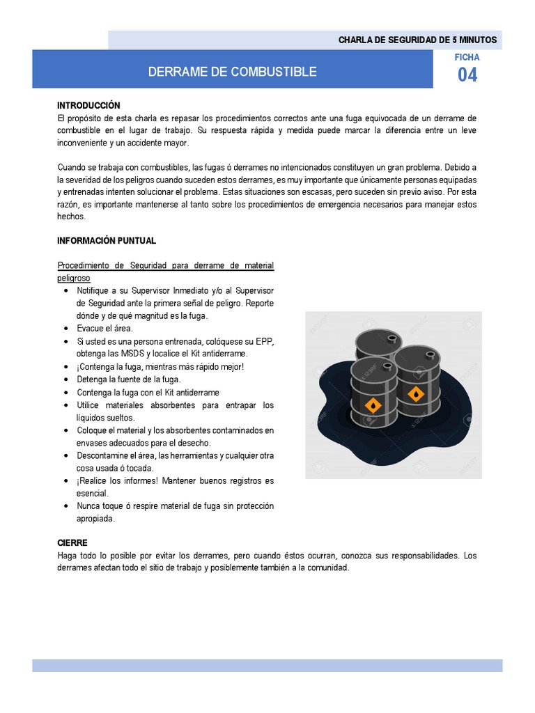 Procedimientos ante derrame de combustible | PDF
