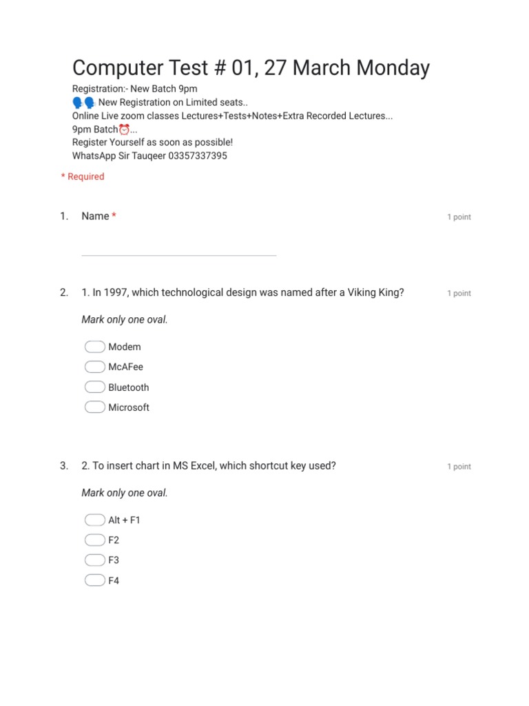 Computer test 01 27 march monday pdf microsoft excel assembly