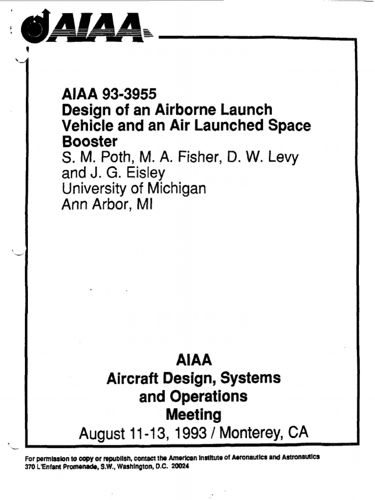 Aiaa 1993 3955 297 Download Free PDF Multistage Rocket Aircraft