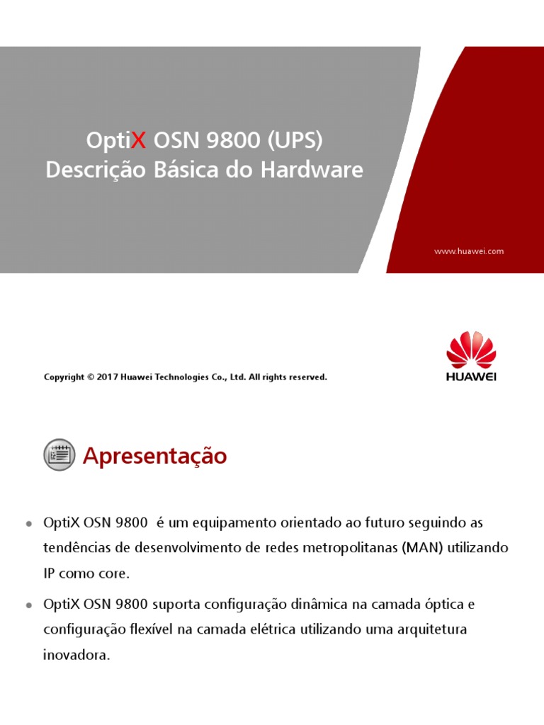 2 OptiX OSN 9800 UPS Descri o Do Hardware PDF