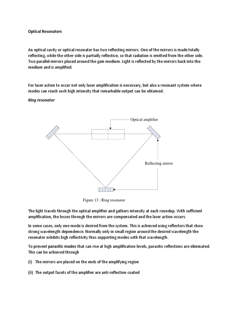 Optical Resonators PDF Laser Optics
