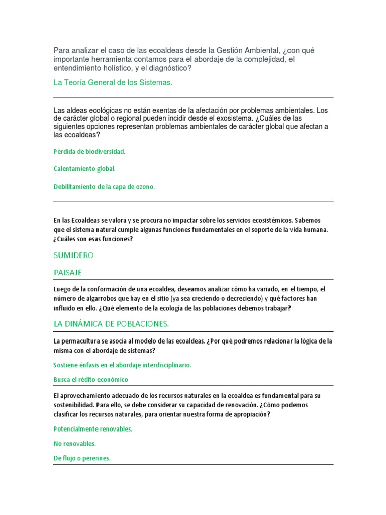 Ecoaldeas: Gestión Ambiental y Sostenibilidad | PDF | Entorno natural ...