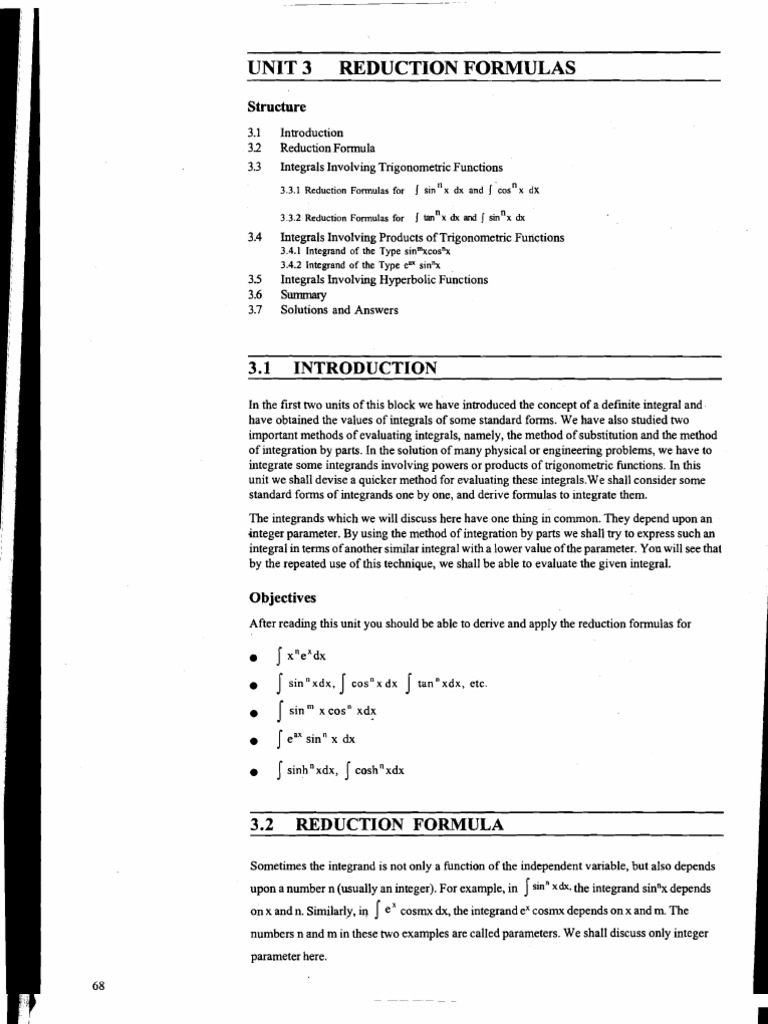 Unit Reduction Formulas: Structure | PDF | Integral | Mathematical Concepts