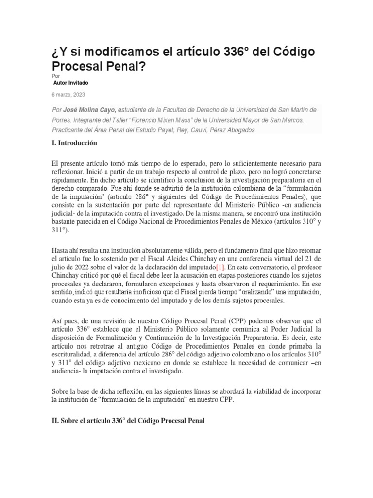 Si Modificamos El Artículo 336 | PDF | Procedimiento Criminal | Fiscal