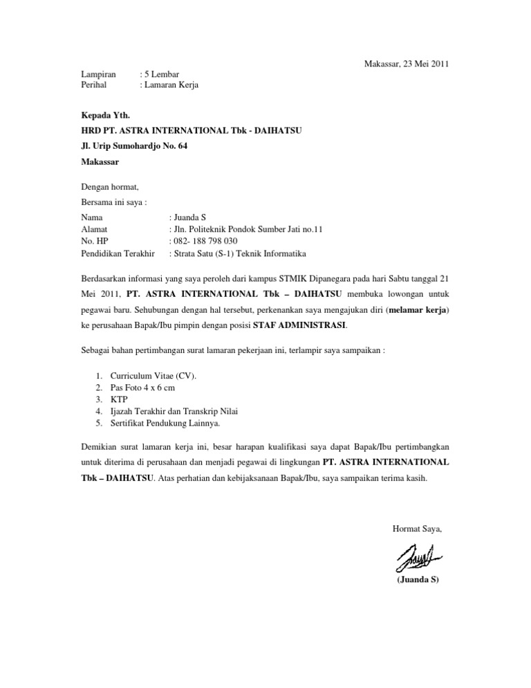 Surat Lamaran