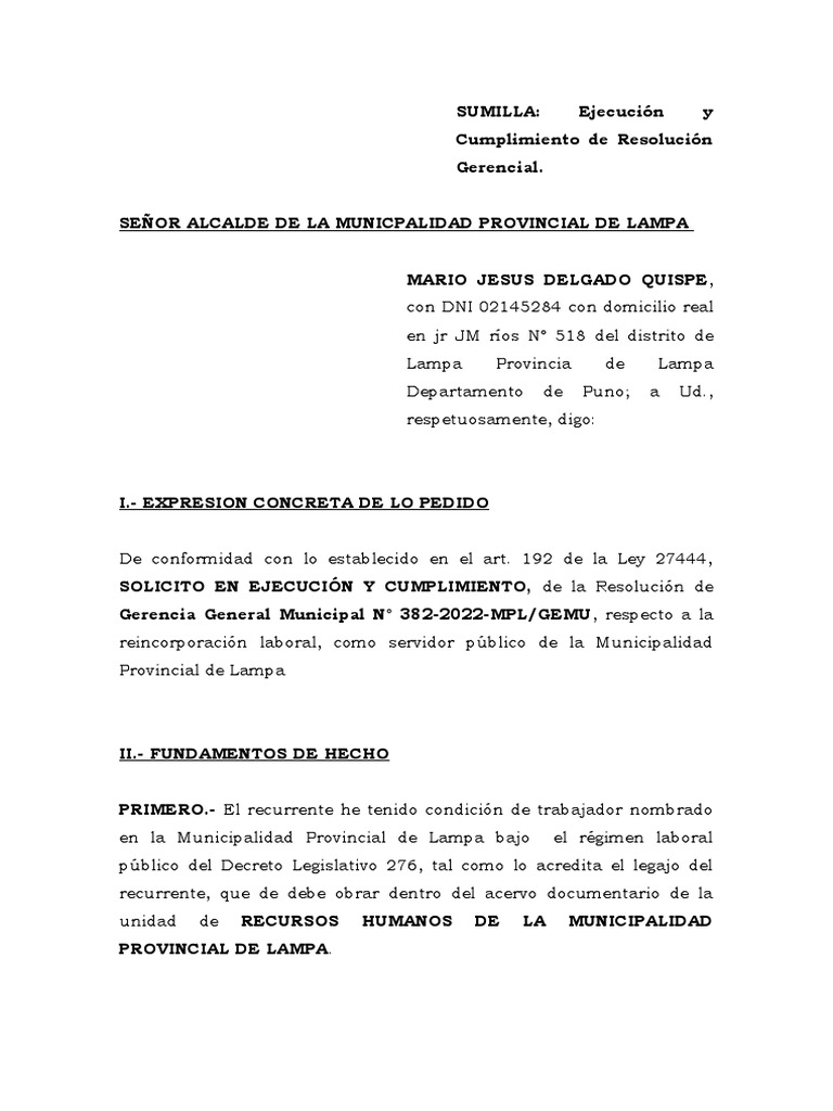 Sumilla Reicorporacion | PDF | Castigos | Gobierno
