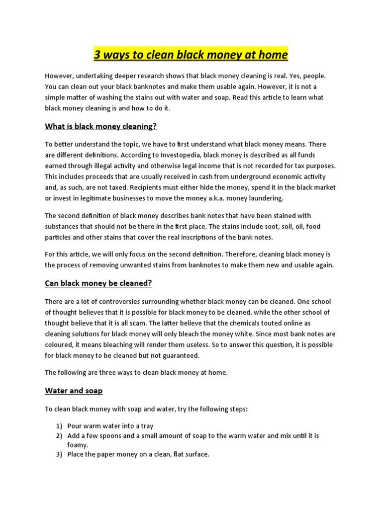 3 Steps To Clean Money | Download Free PDF | Black Market | Money