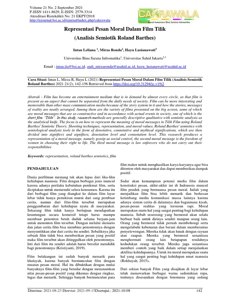 Representasi Pesan Moral Dalam Film Tili | PDF