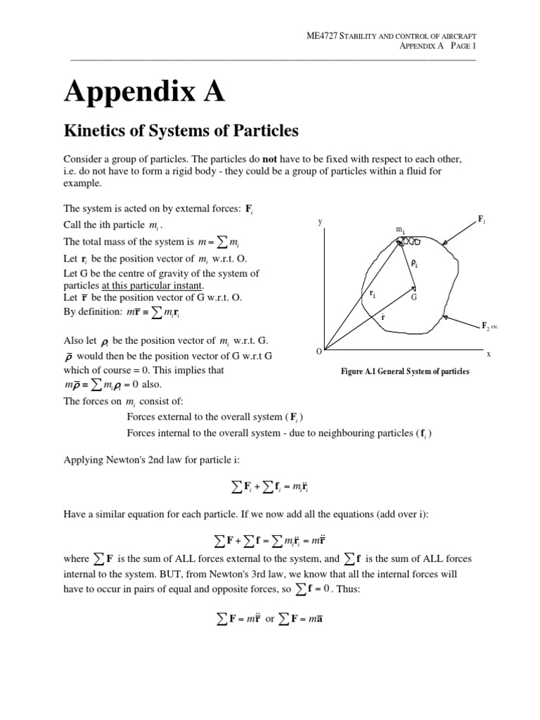 Appendix A: Kinetics of Systems of Particles | PDF | Center Of Mass | Force