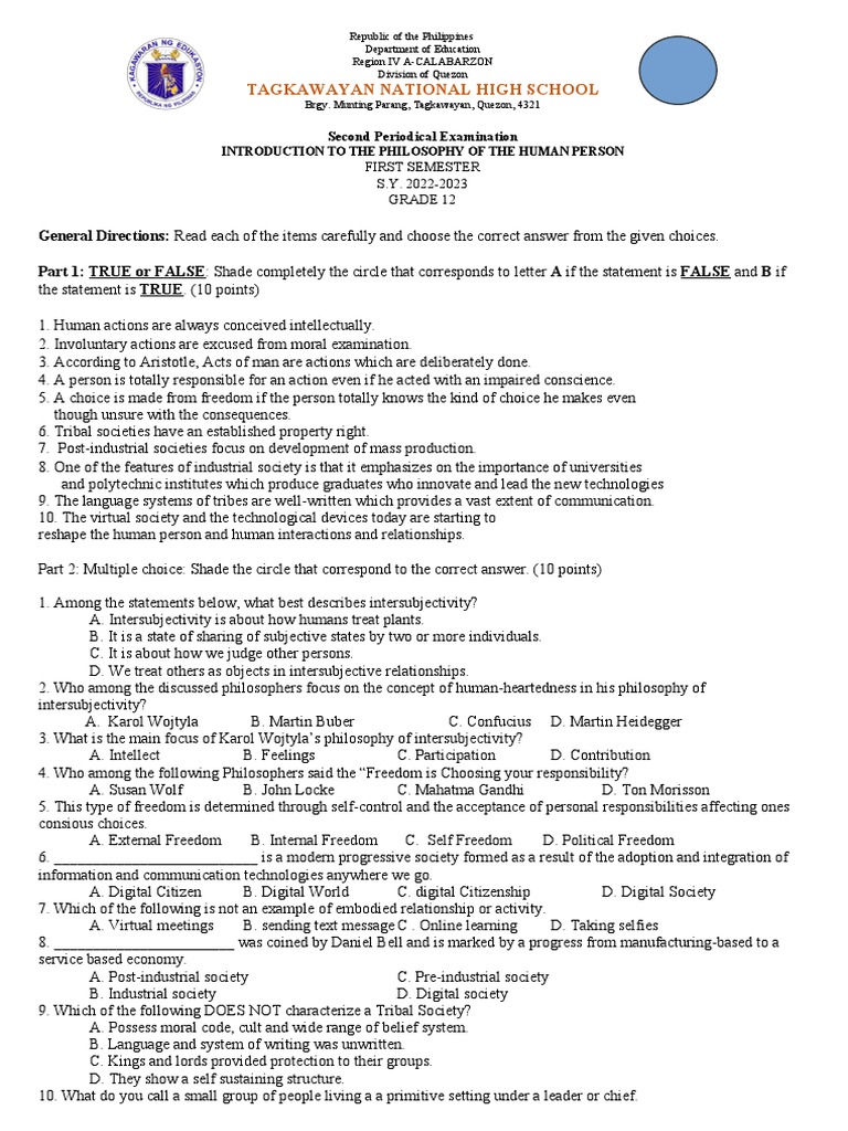 Second Periodical Examination Iphp Download Free Pdf Being And Time