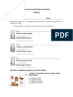 Evaluación de Matemáticas Grado 2