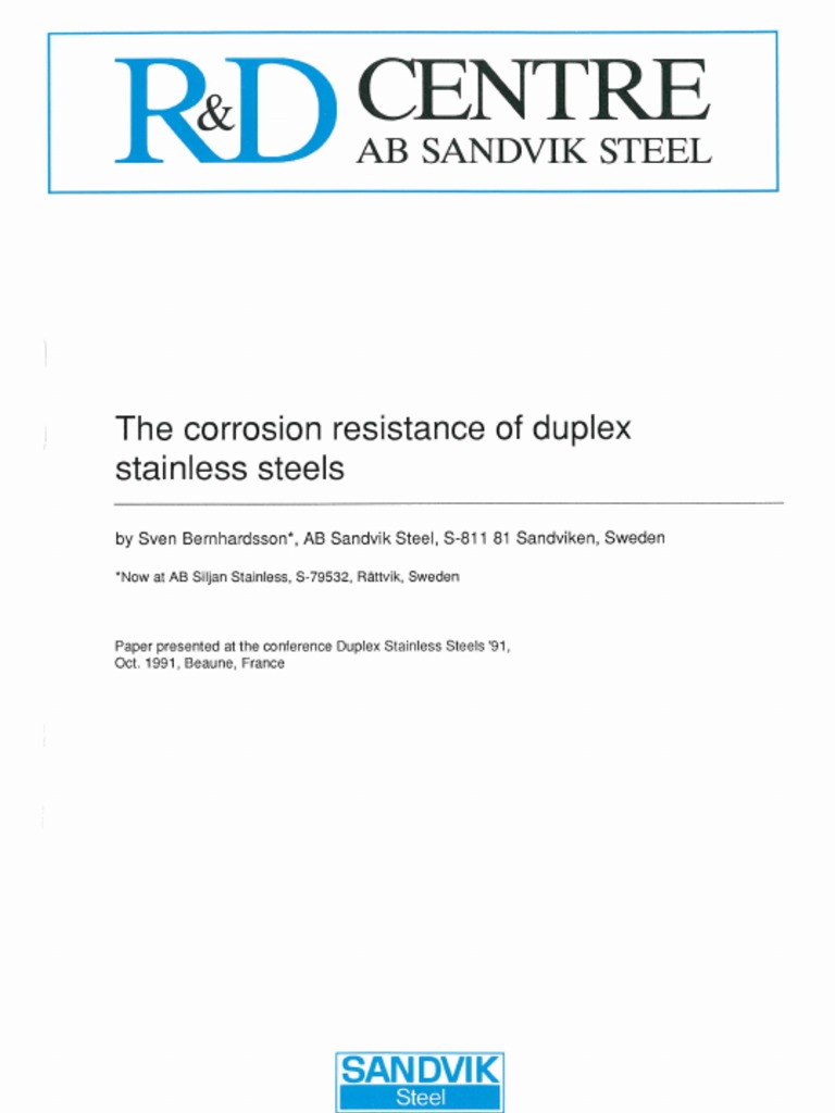 The Corrosion Resistance of Duplex Stainless Steels | PDF