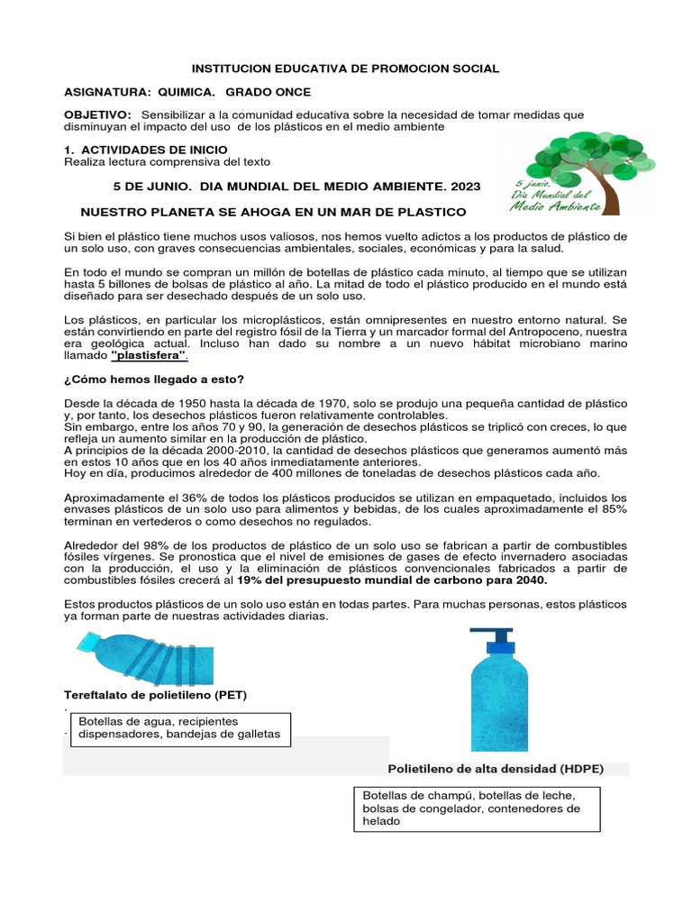 Dia Mundial Del Medio Ambiente 2023 | PDF | Residuos | El plastico