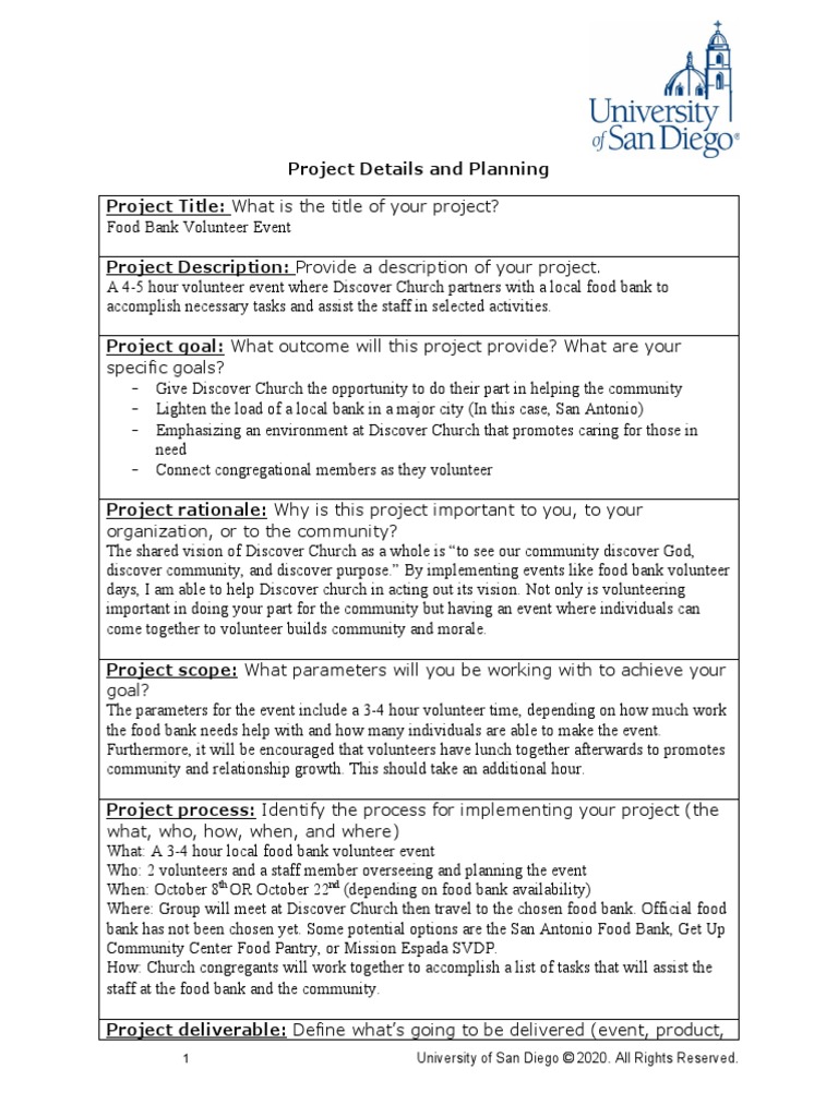 Project Planning Assignment | PDF | Volunteering