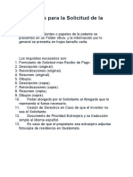 Requisitos para La Solicitud de La Patente