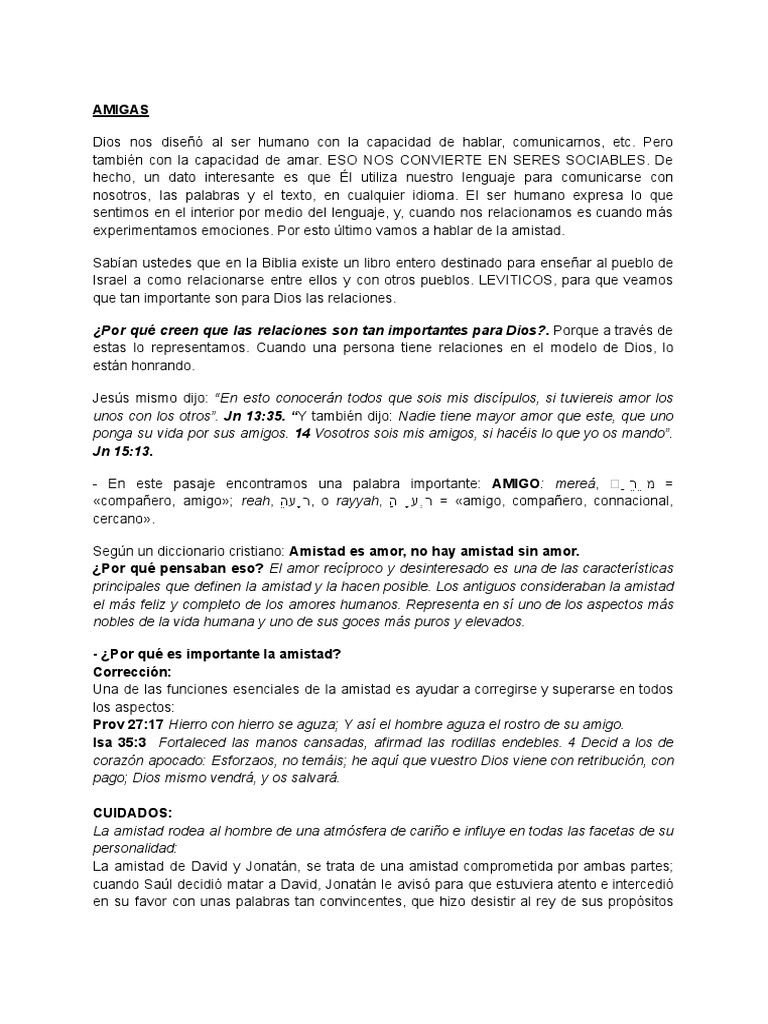 La Amistad según la Biblia | PDF | Amor | Jesús
