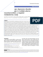 Diagnosis of Major Depressive Disorder Based On Changes in Multiple Plasma Neurotransmitters: A Targeted Metabolomics Study