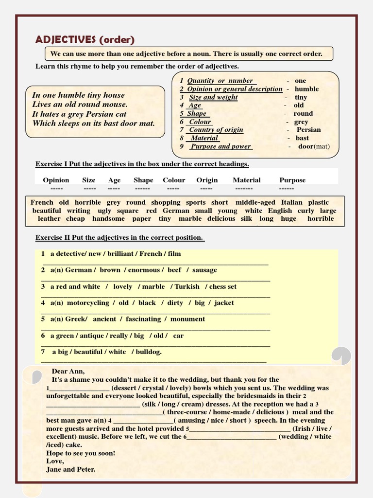 Order of Adjectives Explained | PDF | Adjective