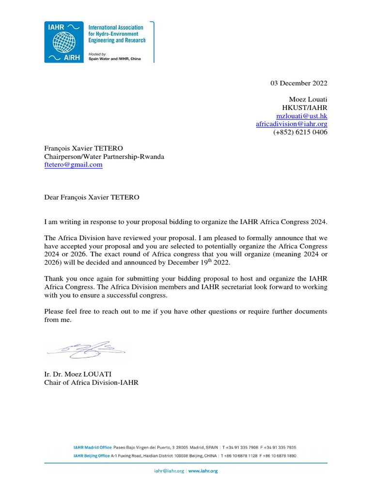 IAHR Africa Congress - Rwanda - Letter - LM | PDF