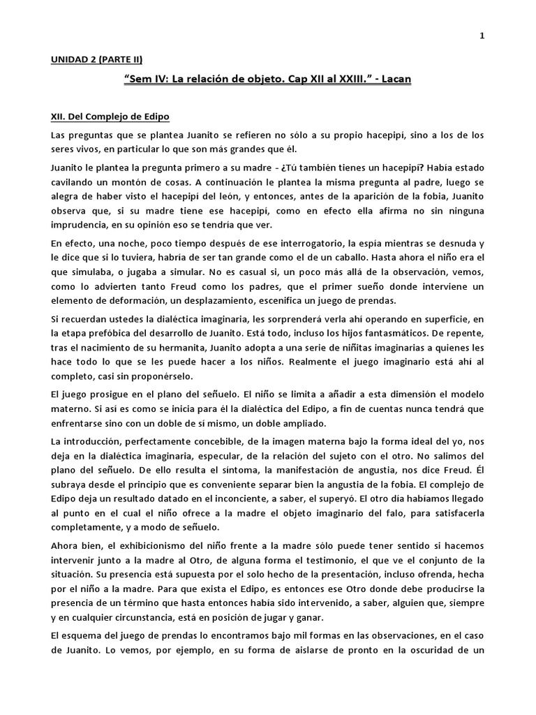Complejo de Edipo y Castración en Lacan | PDF | Complejo de Edipo ...