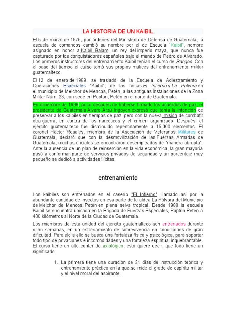 LA HISTORIA DE UN KAIBIL | PDF | Militar | Seguridad nacional