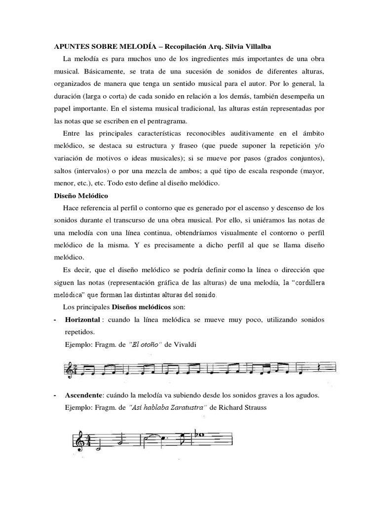 Apuntes Sobre Melodía PDF Melodía Sonido