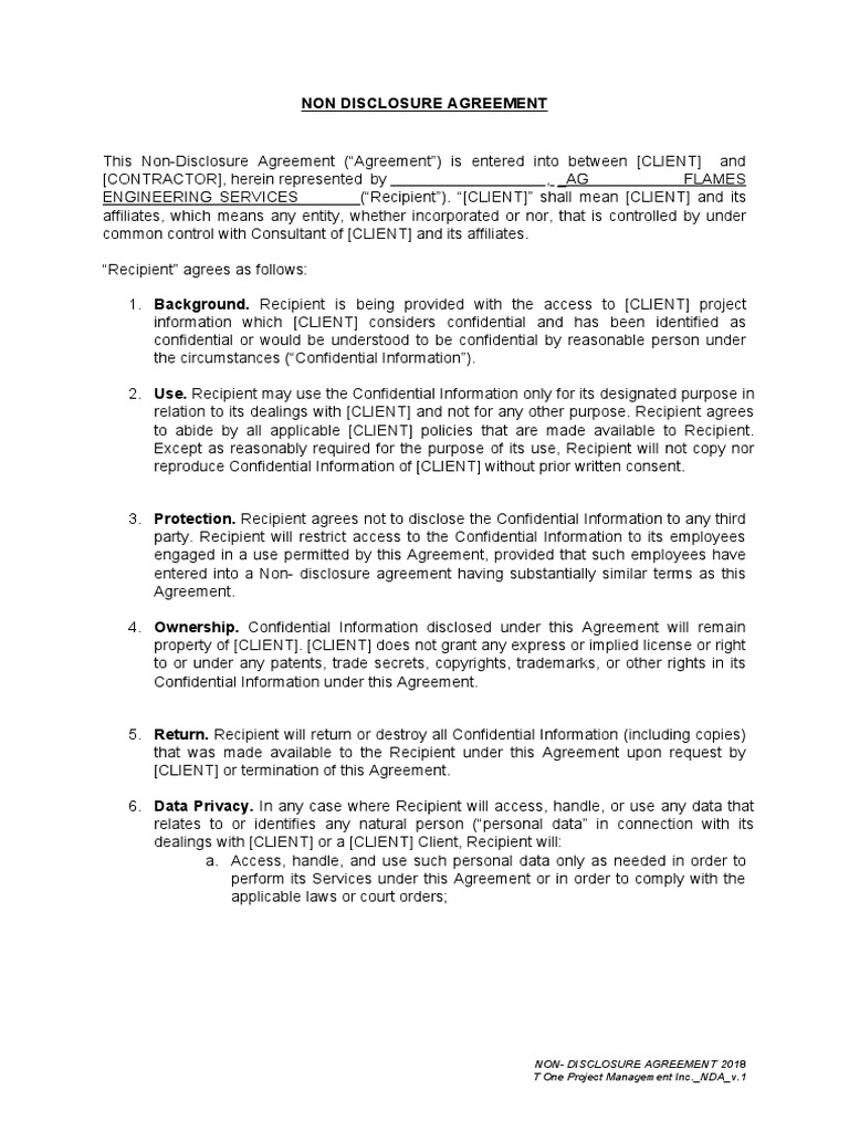 Contractor Non-Disclosure Agreement 2023 | PDF | Non Disclosure ...