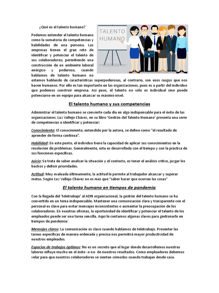 Qué Es El Talento Humano | PDF | Gestión del talento | Business